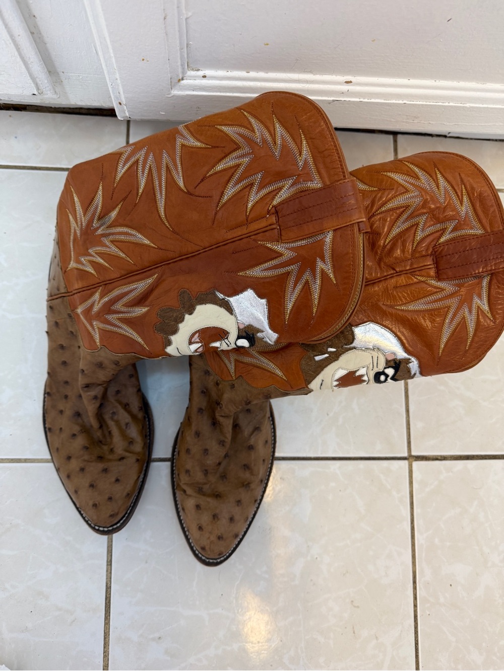 Gary Tucker Custom Ostrich Taz Cowboy Boots Approx 10.5 - Picture 10 of 16